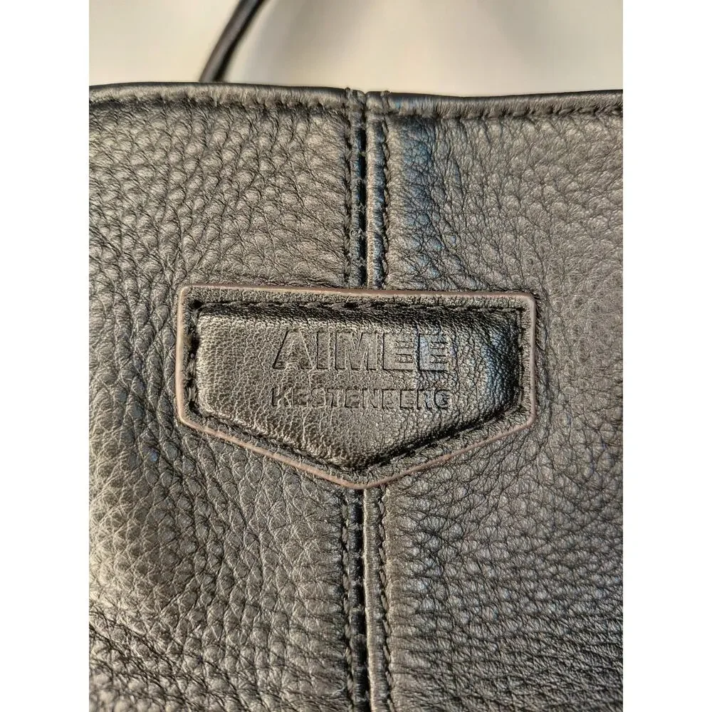 Aimee Kestenberg Road Trip Pebble Leather Convertible Satchel Black Moto Utility